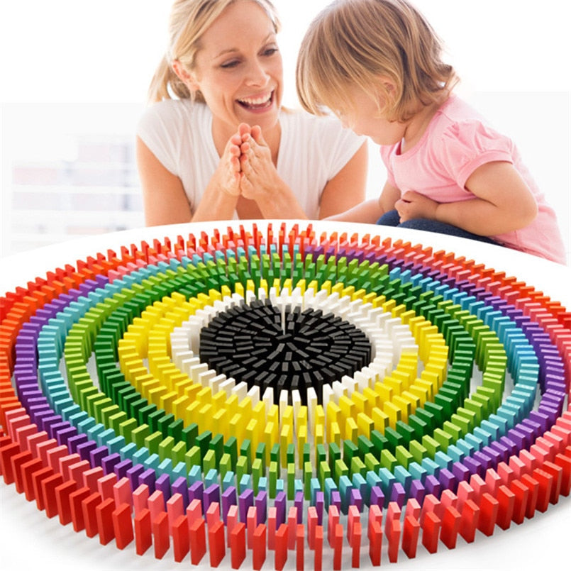 Rainbow Wooden Domino Toy Set